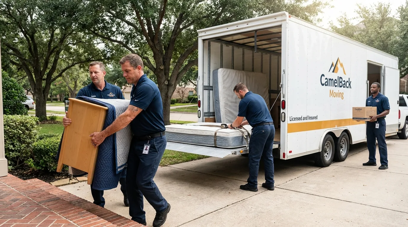 Crew loading residential truck for cross-state move from Blaine, WA
