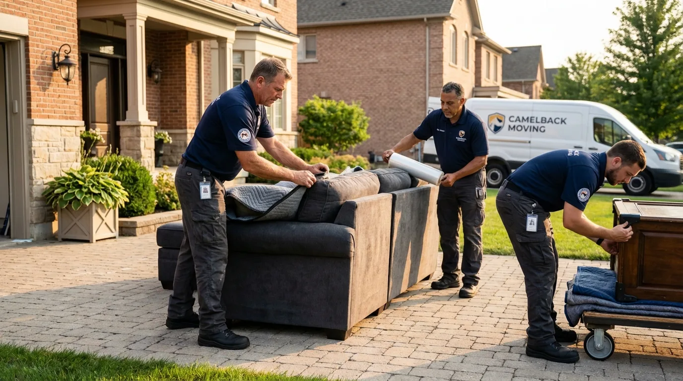 Large estate moving crew wrapping furniture in Blaine, WA